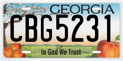 GA license plate CBG5231