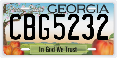 GA license plate CBG5232