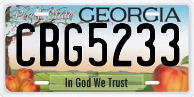 GA license plate CBG5233