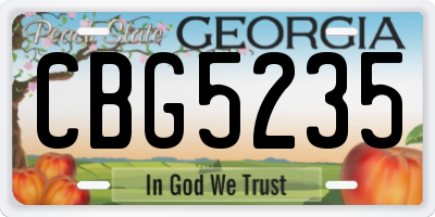 GA license plate CBG5235