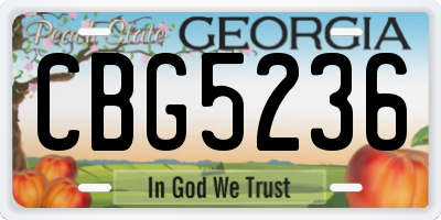 GA license plate CBG5236