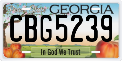 GA license plate CBG5239
