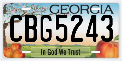 GA license plate CBG5243