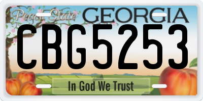 GA license plate CBG5253