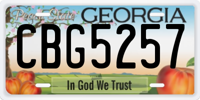 GA license plate CBG5257