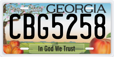 GA license plate CBG5258