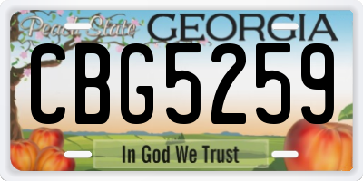 GA license plate CBG5259