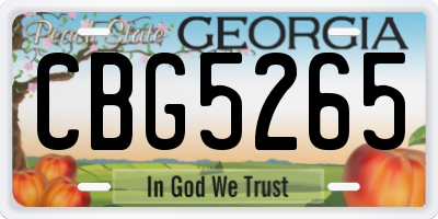 GA license plate CBG5265