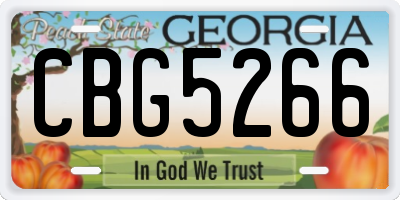 GA license plate CBG5266