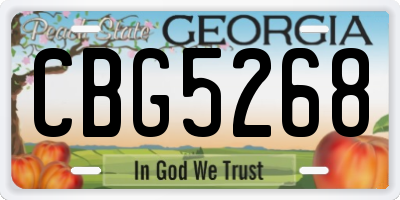 GA license plate CBG5268
