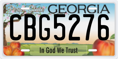 GA license plate CBG5276