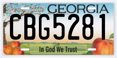 GA license plate CBG5281