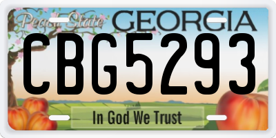 GA license plate CBG5293