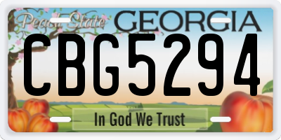 GA license plate CBG5294
