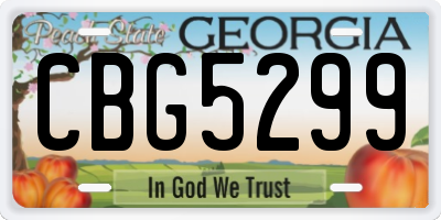 GA license plate CBG5299