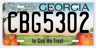GA license plate CBG5302