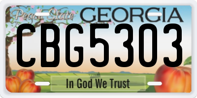 GA license plate CBG5303