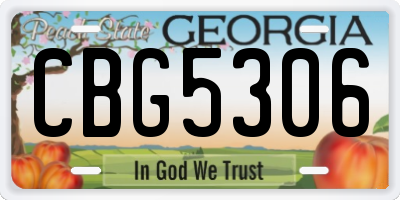 GA license plate CBG5306