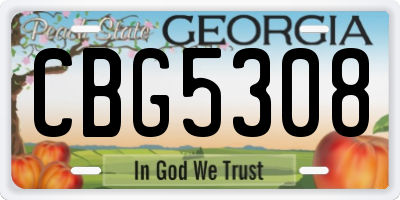 GA license plate CBG5308