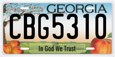 GA license plate CBG5310