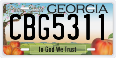 GA license plate CBG5311