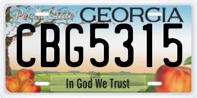 GA license plate CBG5315
