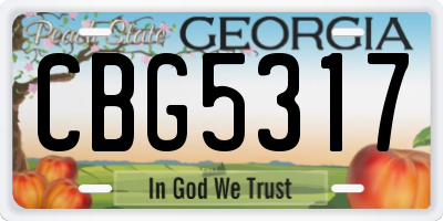 GA license plate CBG5317