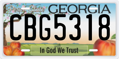 GA license plate CBG5318