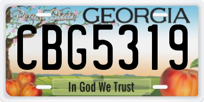 GA license plate CBG5319