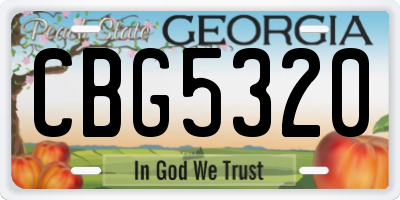 GA license plate CBG5320