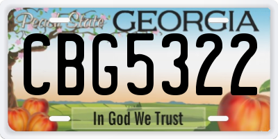 GA license plate CBG5322
