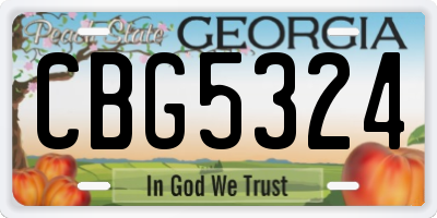 GA license plate CBG5324