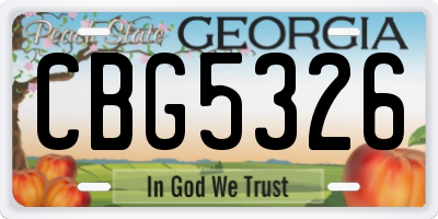 GA license plate CBG5326