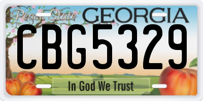 GA license plate CBG5329