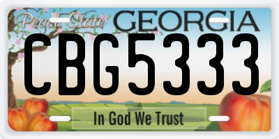 GA license plate CBG5333