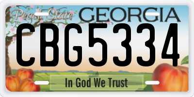 GA license plate CBG5334