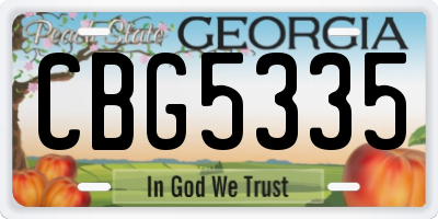 GA license plate CBG5335