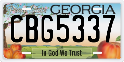 GA license plate CBG5337