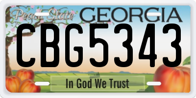 GA license plate CBG5343