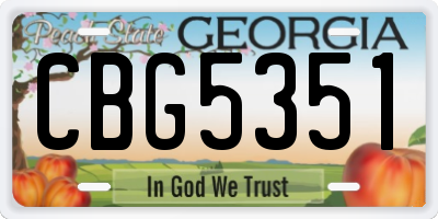 GA license plate CBG5351