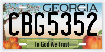 GA license plate CBG5352