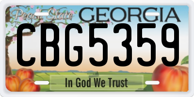 GA license plate CBG5359
