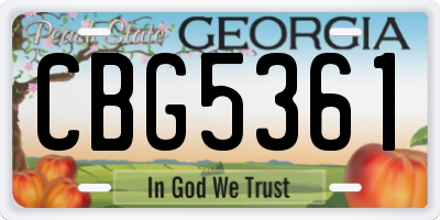 GA license plate CBG5361