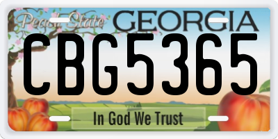 GA license plate CBG5365