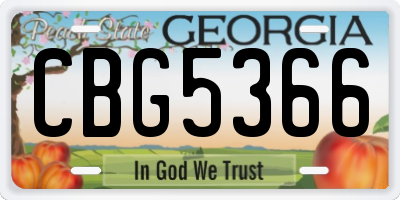 GA license plate CBG5366