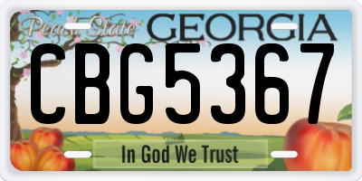 GA license plate CBG5367