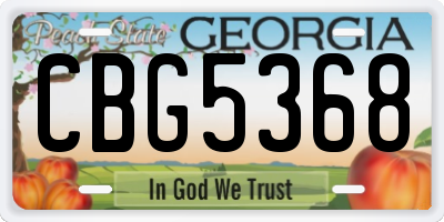 GA license plate CBG5368