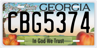 GA license plate CBG5374