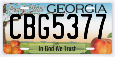 GA license plate CBG5377