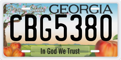 GA license plate CBG5380
